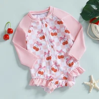 Baby Girl Cherry Print One-Piece Swimsuit Infant Swimwear Comfortable Soft Fabric Baby Pool Suit Cute Cherry Design 1