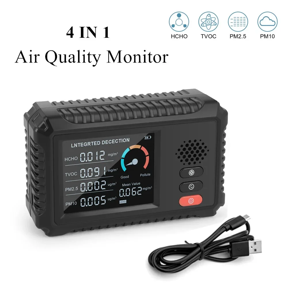 HLW-100 Air Quality Monitor TVOC HCHO PM2.5 PM10 Home Office Outdoor
