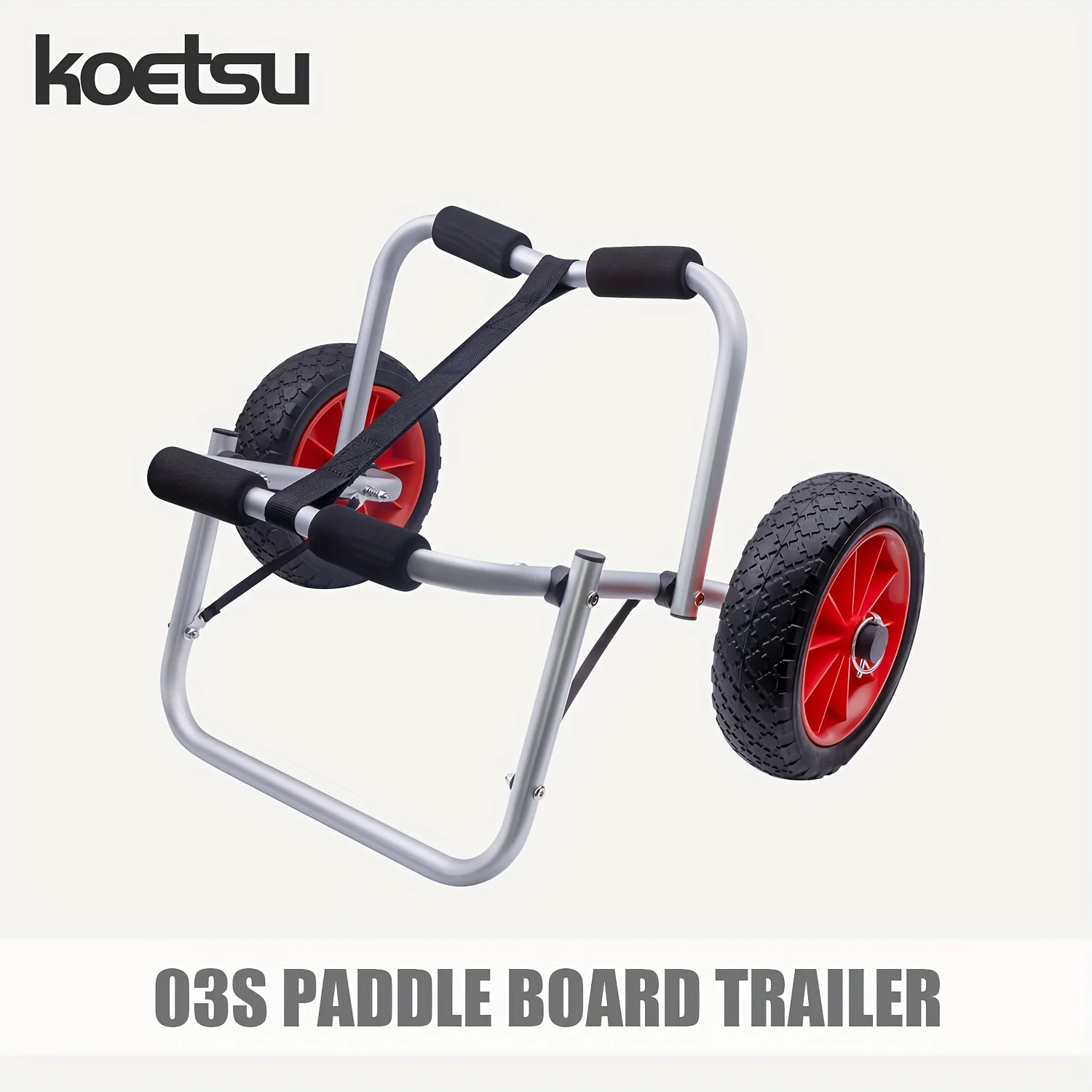 KOETSU Carrello per kayak da 1 confezione Carrello per kayak premium con pneumatici airless non piatti Capacità 150 libbre Lega di alluminio rossa - immagine 4