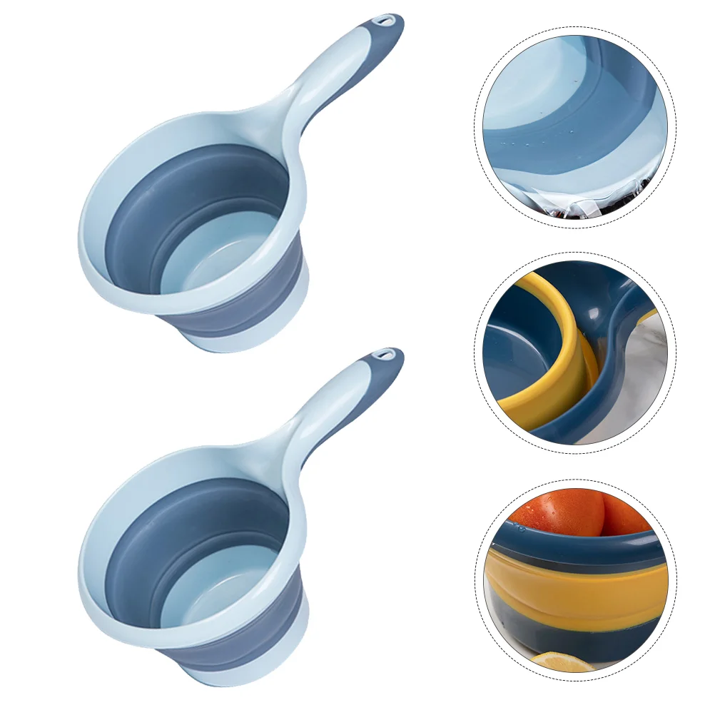 2 Pcs Moisturizing Folding Spoon Household Water Scoop Portable Scoops Faucet Spoons Large Long Handle Baby