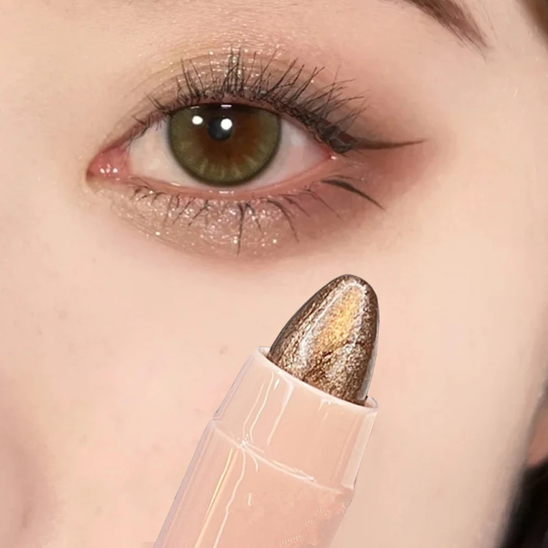 

Pearlescent Nude Brown Eyeshadow Stick Waterproof Glitter Matte Eye Shadow Pencil Makeup Pigment Silkworm Eyeshadow Pen Cosmetic