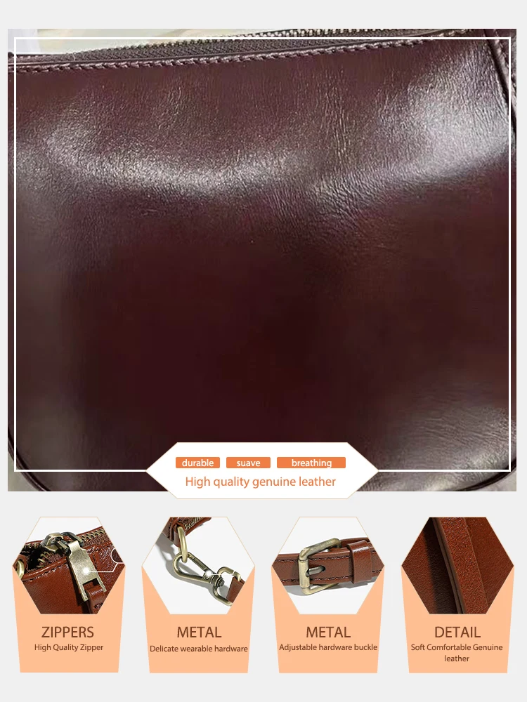 Zency Genuine Leather Small Handbag Crossbody for Ladies Retro Phone Purse Women's Shoulder Messenger Bags
