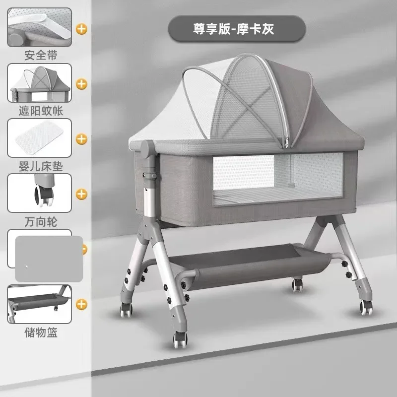 

Multifunctional Baby Cribs for Newborns Portable Baby Bed Spliced King-size Folding Baby Crib Bed