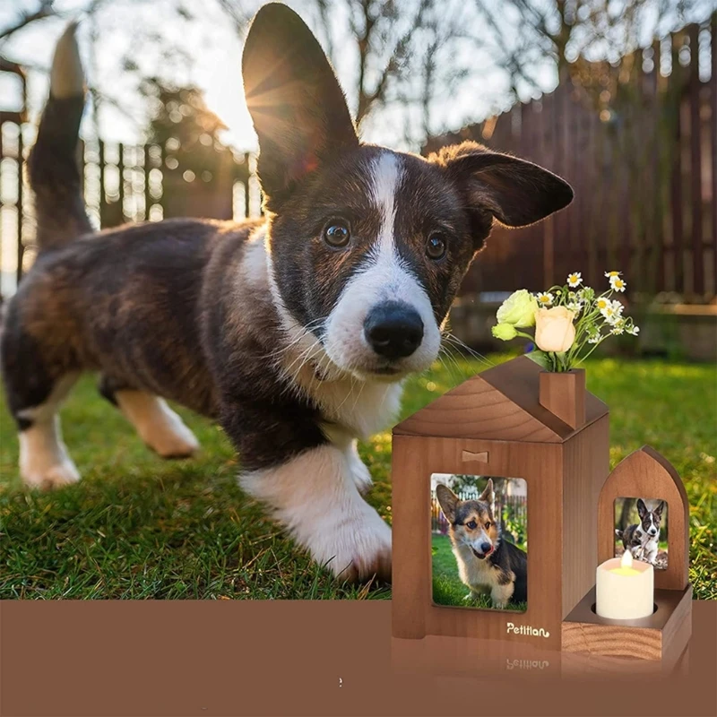 Pet Urn Picture Frame Candle Holder Remembrance Sympathy Dog Cat Passed Away Photo Commemorate Ornaments