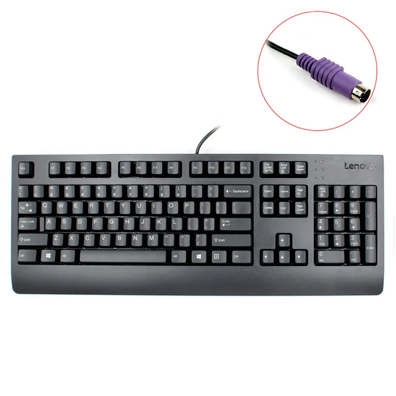 Lenovo 키보드 마우스 PS/2 라운드 포트 인터페이스 유선 콤보 레드 닷 방수 인체 공학적 노트북 미니 Pc 노트북 원본