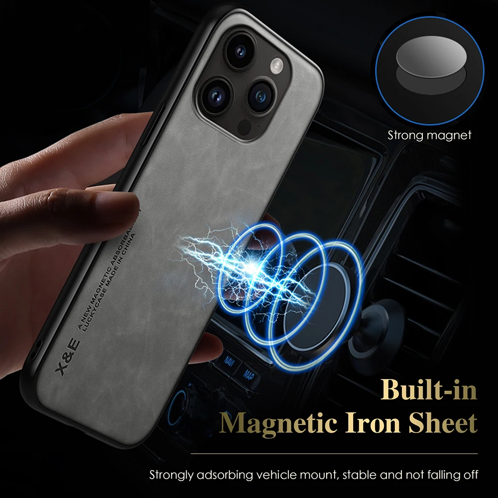 Luxury Genuine Leather Magnetic Phone Case - Premium Cover