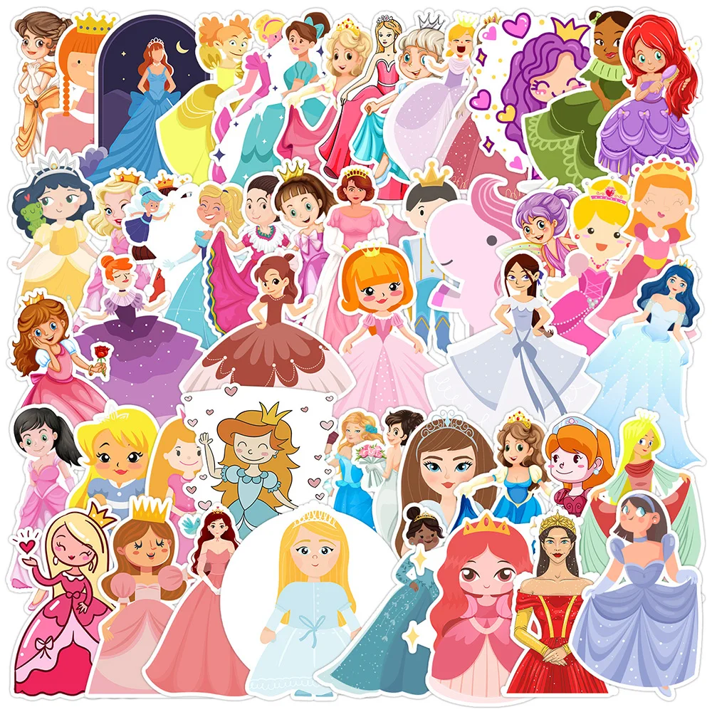 

10/30/50pcs Disney Princess Cartoon Kawaii Stickers for Laptop Notebook Phone Case Waterproof Graffiti Sticker Kids Decals Packs