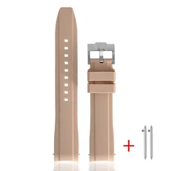 Premium Curved Rubber Strap - Blue Moon Edition - Quick Release, Waterproof, 20mm for 20mm (Light brown)