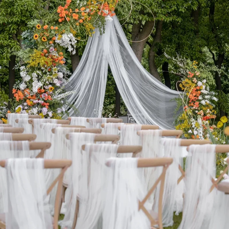 3/6m Wedding Arch Drape Fabric Sheer Chiffon Tulle Curtain For Banquet Birthday Party Backdrop Wedding Chair Sashes Decor Yarn 4