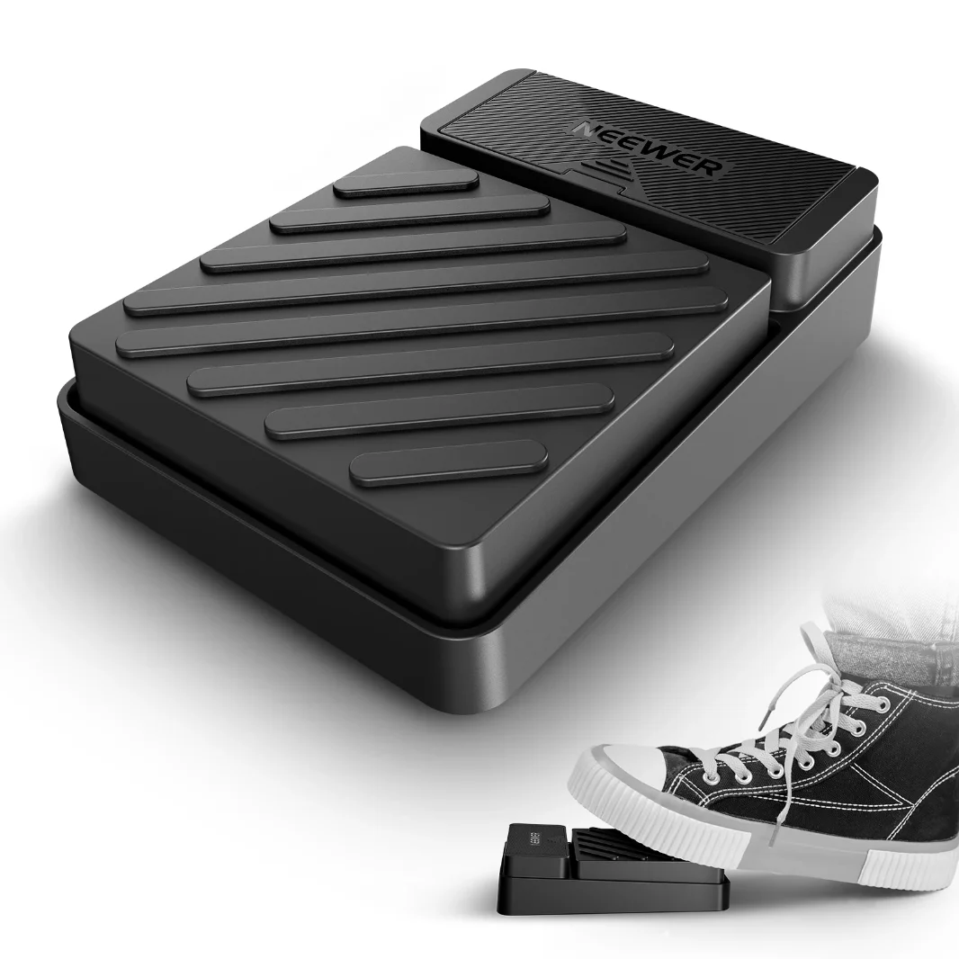 NEEWER Foot Switch for NEEWER Teleprompter App Silent Bluetooth Remote Control Foot Pedal Switch with 3m USB A to Type C Cable