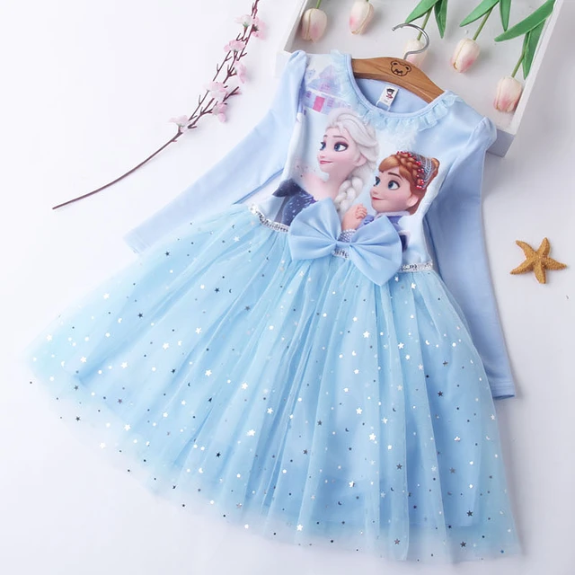 Vestido De Princesa Elsa Frozen, Vestido De Verão Para Crianças - Vestidos  Casuais Para Meninas - AliExpress