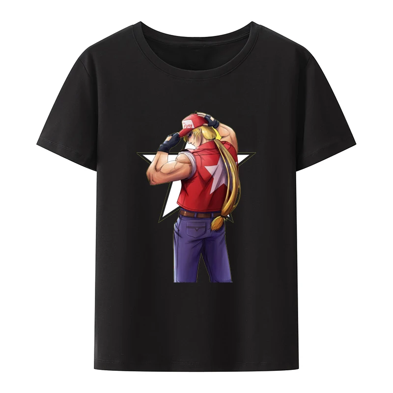 

King of Fighters Game Character Poster T-shirts Hipster Camisetas Camisa Printed Cool Top Tees Y2k Clothes Tshirt Casual Cool