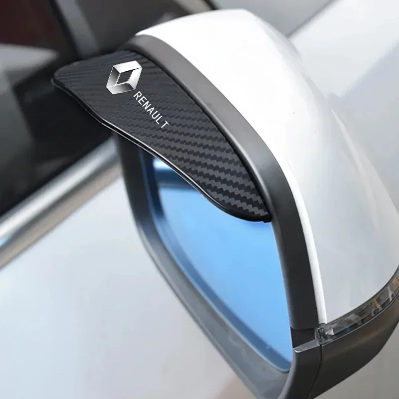 2Pcs Carbon Fiber Car Rearview Mirror Eyebrow Rain Cover for Renault Megane 2 3 4 Twingo Clio Talisman Captur Trafic Kwid