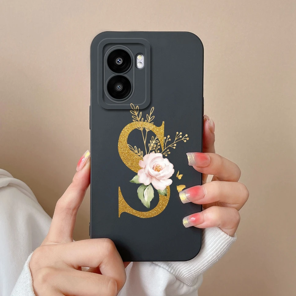 Pretty Flower Letters Liquid Silicone High-Quality Phone Cover