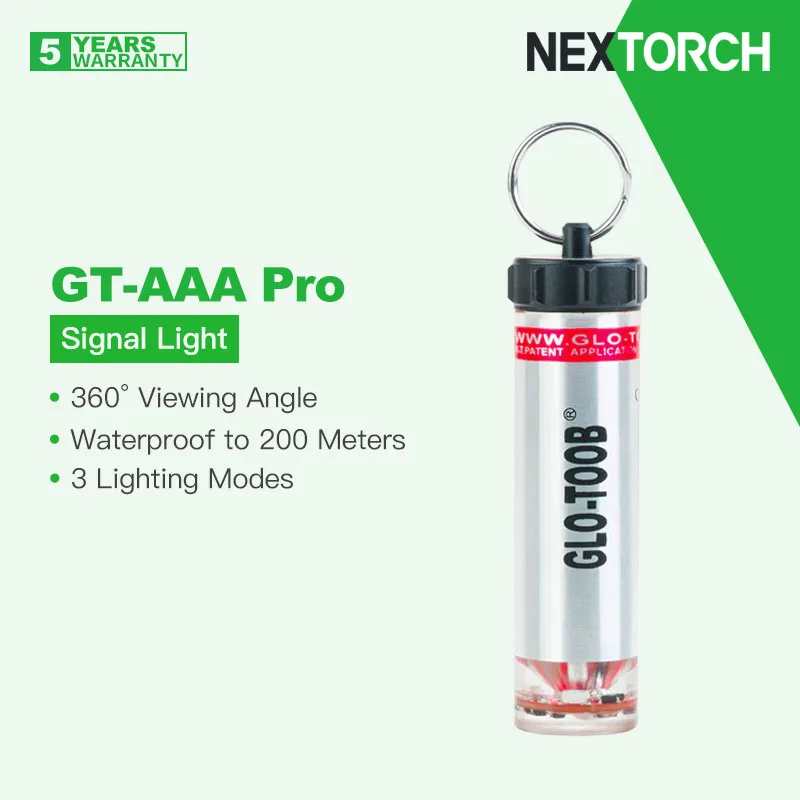 

Nextorch Glo-Toob(GT-AAA) PRO 200m Depth Rating Signal Light / Flashlight, 360º Visible, 3 Lighting-modes, Multiple Colors