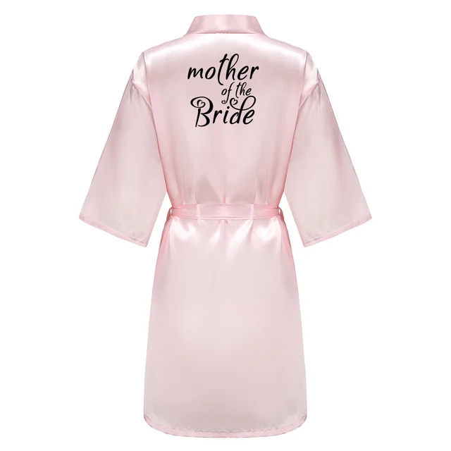 New Bride Bridesmaid Robe With Black Letters Mother Sister of the Bride Wedding Gift Bathrobe Kimono Satin Robes SP005 As the Photo Show