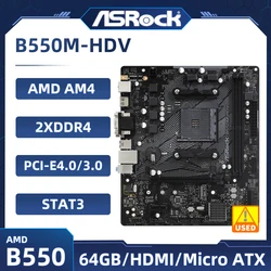 B550 Motherboard ASRock B550M-HDV Used Motherboard Socket AM4 DDR4 64GB M.2 USB3.2 HDMI Micro ATX support Ryzen 4700G cpu