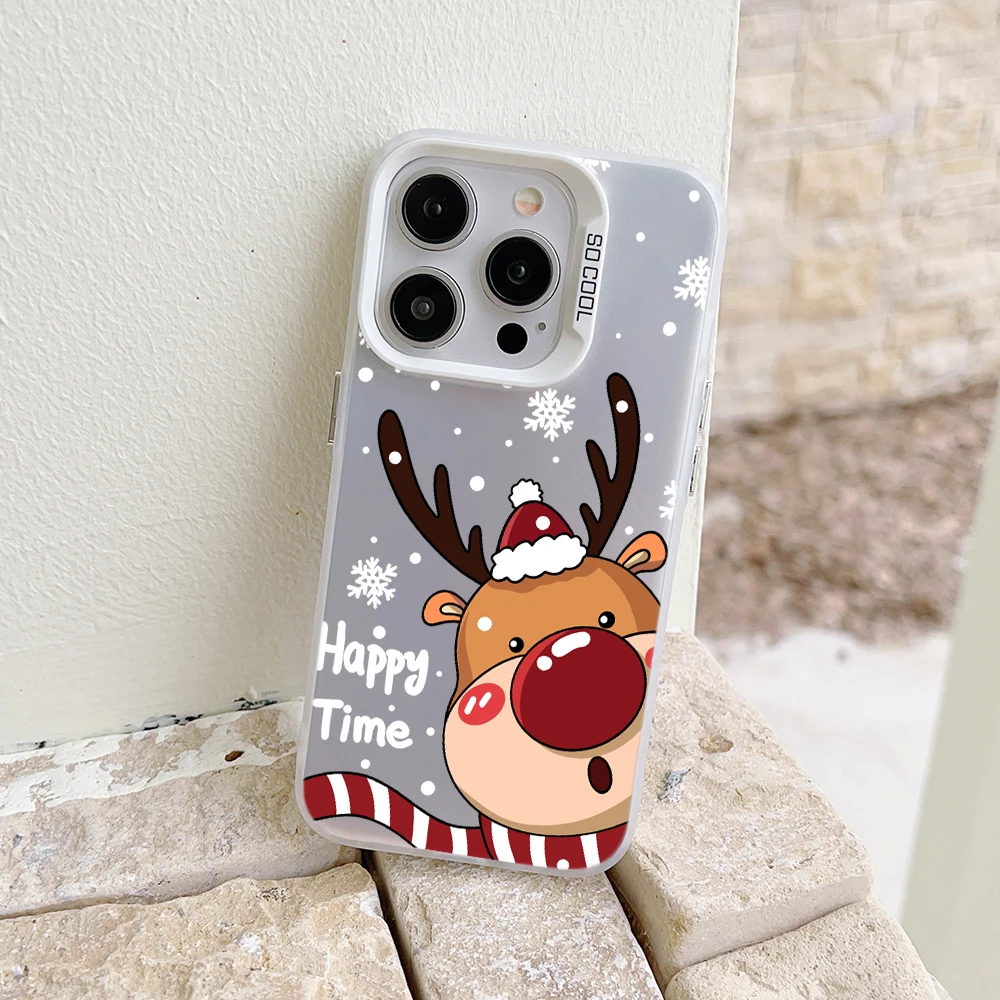 Festive Christmas Elk & Santa Claus Matte Phone Case Cover