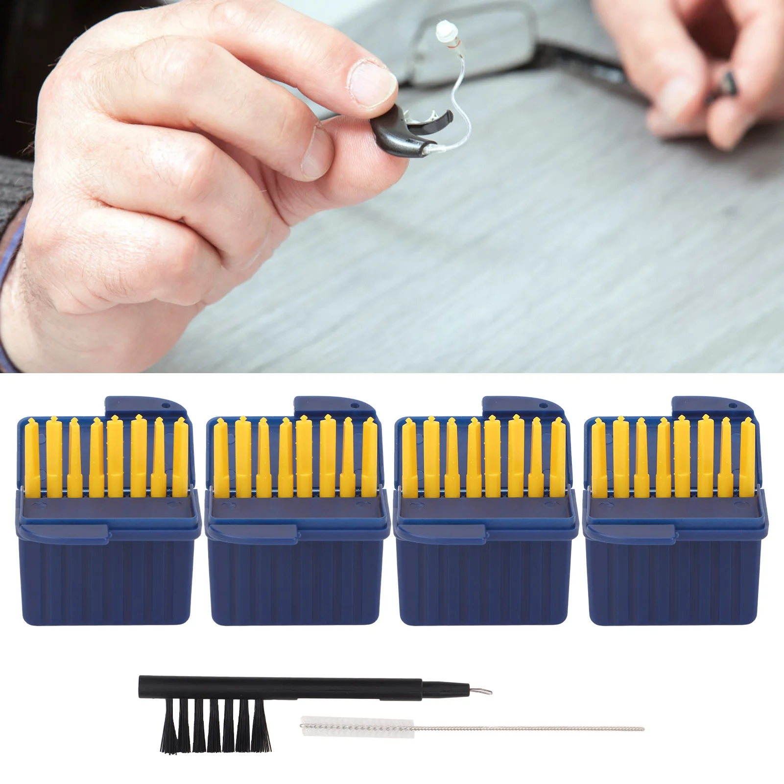 4 packs 34pcs Wax Guard Filters Cleaning Tool Hearing Aid Wax Guard Filters for Starkey Clear Hearing amplifier Brush Set 2