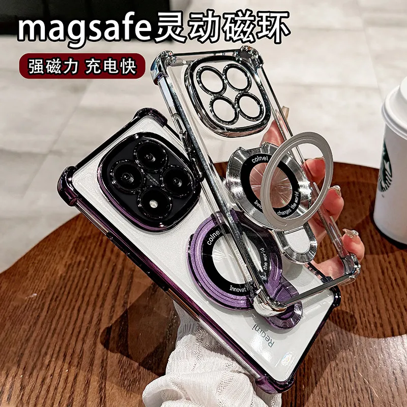 Magnetic Holder Airbag Transparent Shockproof Cover with Camera Protection