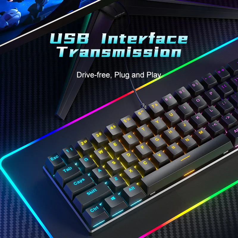 ZIFRIEND BD61 Mechanical Keyboard 61 Keys Mixed Light Wired