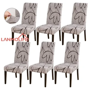 LANMOLIFE1/4 Pezzi Fodera per sedia stampata Elasticizzato Cucina Parsons Fodera per sedia da pranzo Staccabile Hotel Banchetto Decorazione per sedia da festa 1