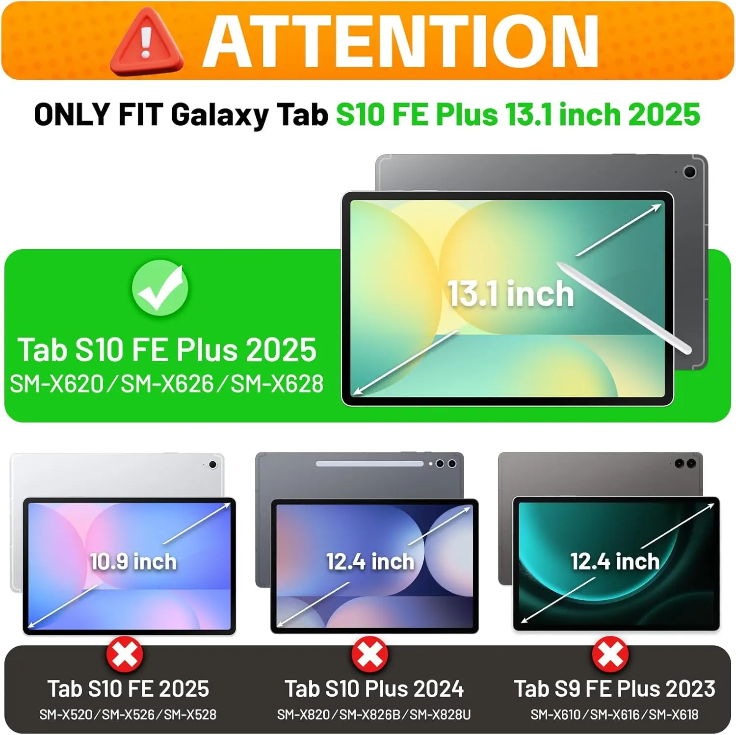 Heavy Duty Shockproof Protective Tablet Case with Screen Protector, 13.1″