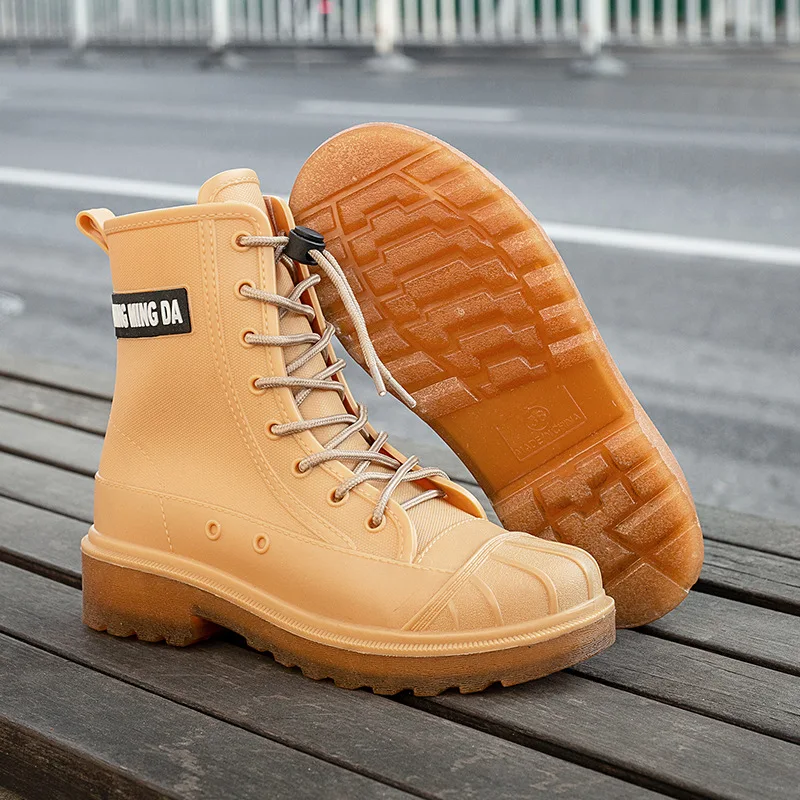 Fashionable Women's Comfortable British Martin Rain Boots Non-slip Wear-resistant Thickened Casual Outdoor Low-top Water Shoes