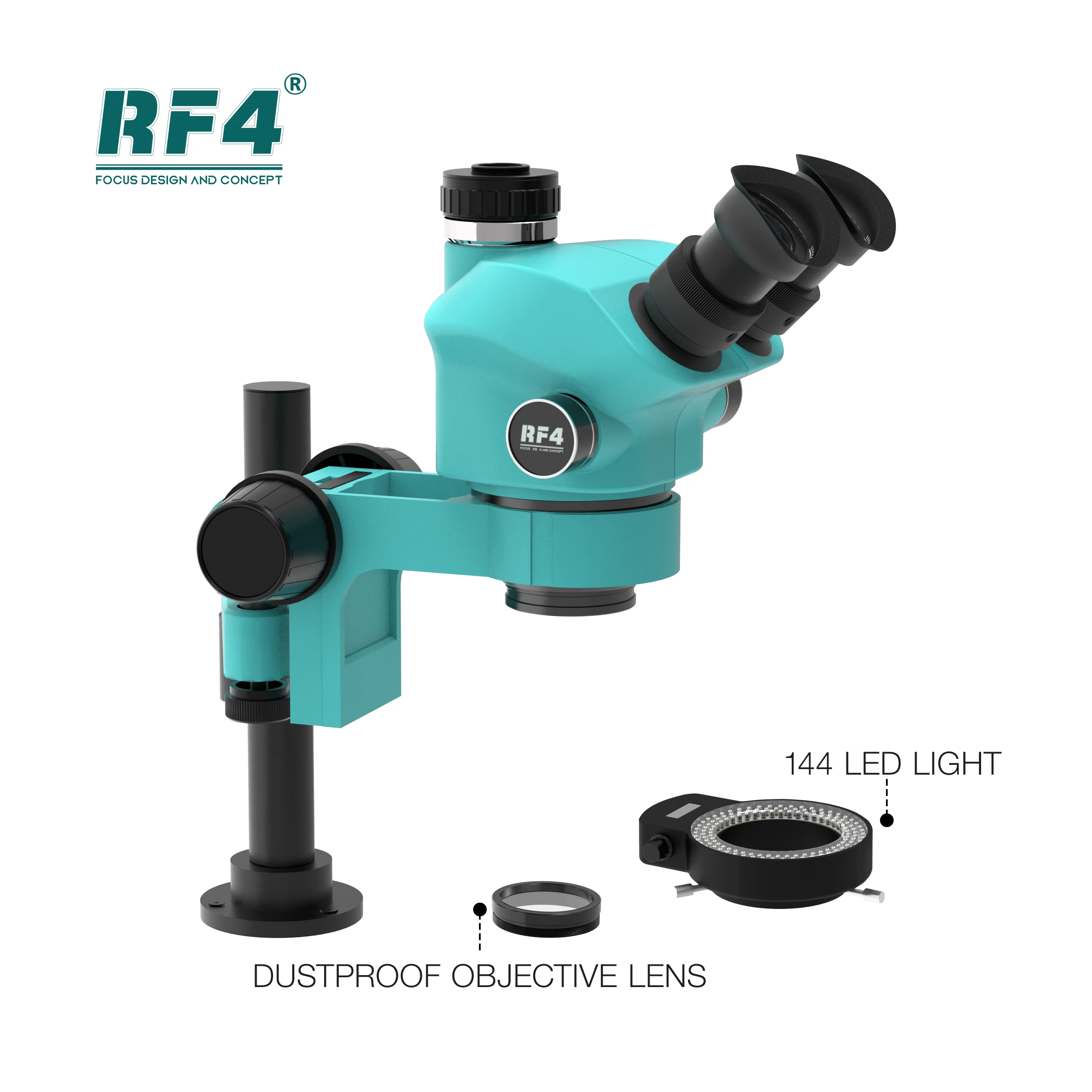 Trinocular Stereo Microscope Set 360° Rotation Articulating Arm Stands ...