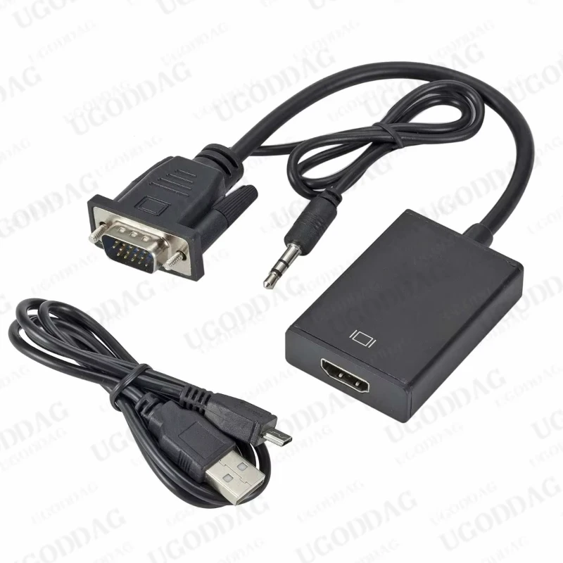 VGA to HDMI-Compatible Adapter For Connecting VGA Interface Laptop to HDTV Male HDTV Female Converter 3.5mm Audio Lead
