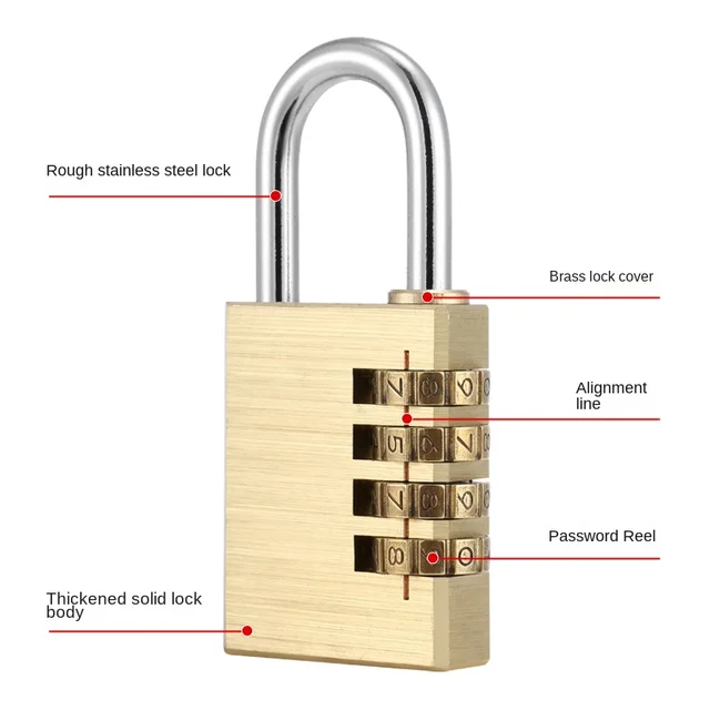 4 Dial Digit Password Lock Combination Suitcase Luggage Metal Code Password Locks Padlock Travel Safe Anti-Theft Cijfersloten 5