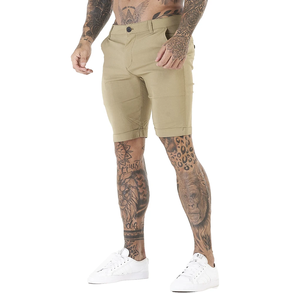 Men's Shorts Homme Summer Elastic Waist Plaid Short Skinny Fit Fashion Brand Fitness Shorts for Men Casual Stretchy Chinos