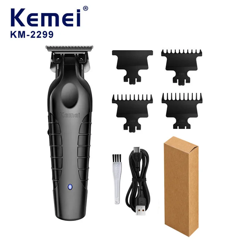 Hair Trimmer Kemei 2299 Barber Cordless 0mm Zero Gapped Carving Clipper Detailer Professional Electric Finish Cutting Machine