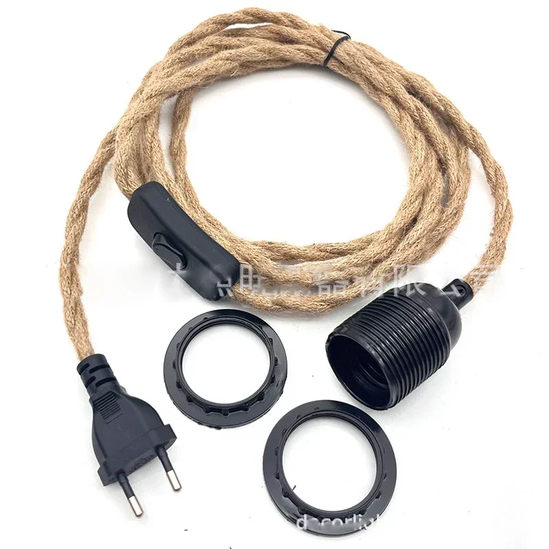 Description Picture 4 of itemAC 85-265V Hemp Cord Twisted Cable with EU plug E27 Lamp Holder for Industrial Retro Hanging Lamps