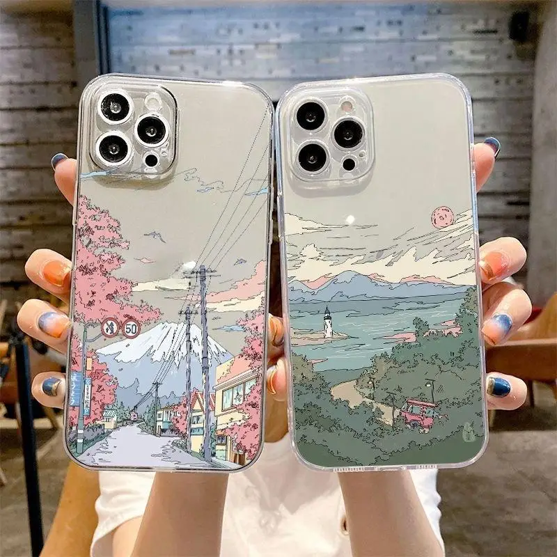 Anime Scenery Clear Phone Case