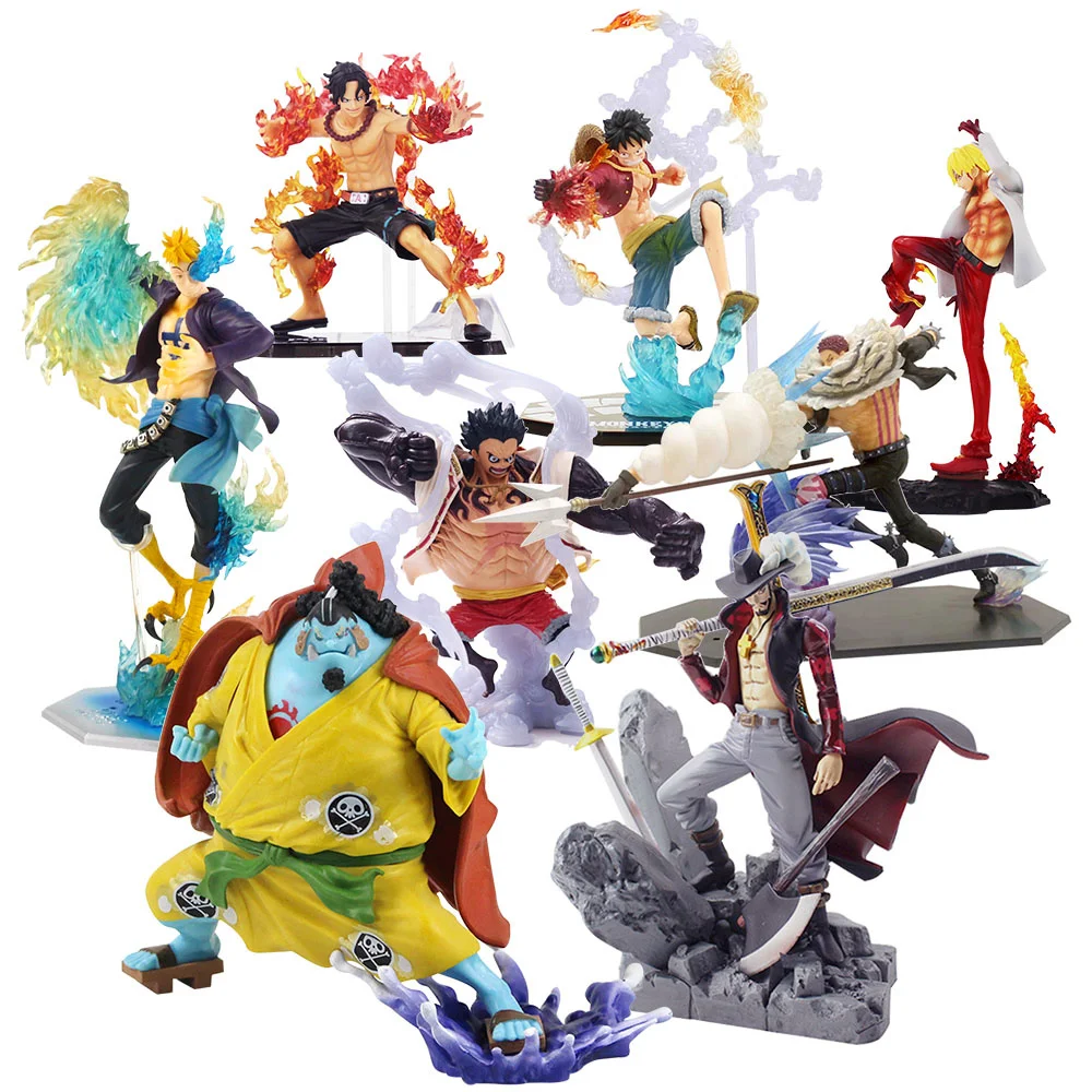 OP 10-30cm Luffy Ace Zoro Sanji Sabo Marco Shanks Sakazuki Law Special Effect Battle Ver. ПВХ экшн-фигурки модели игрушки