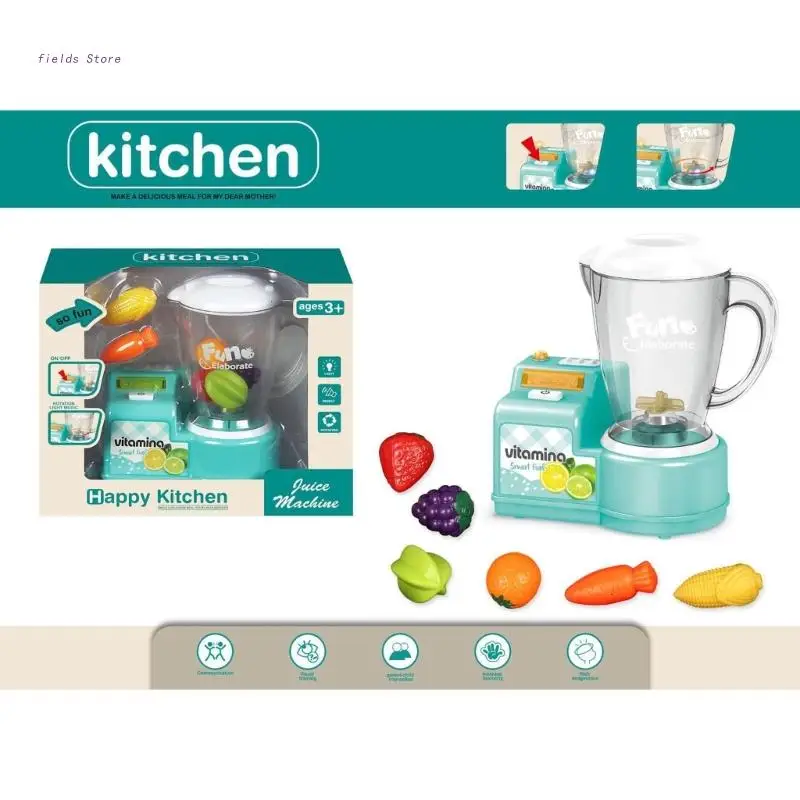 Kids Pretend Playset Blender Toy Kitchen Appliance Childrens Action-Fun Set  for Toddler Ages 3+ Real Lights & Sound