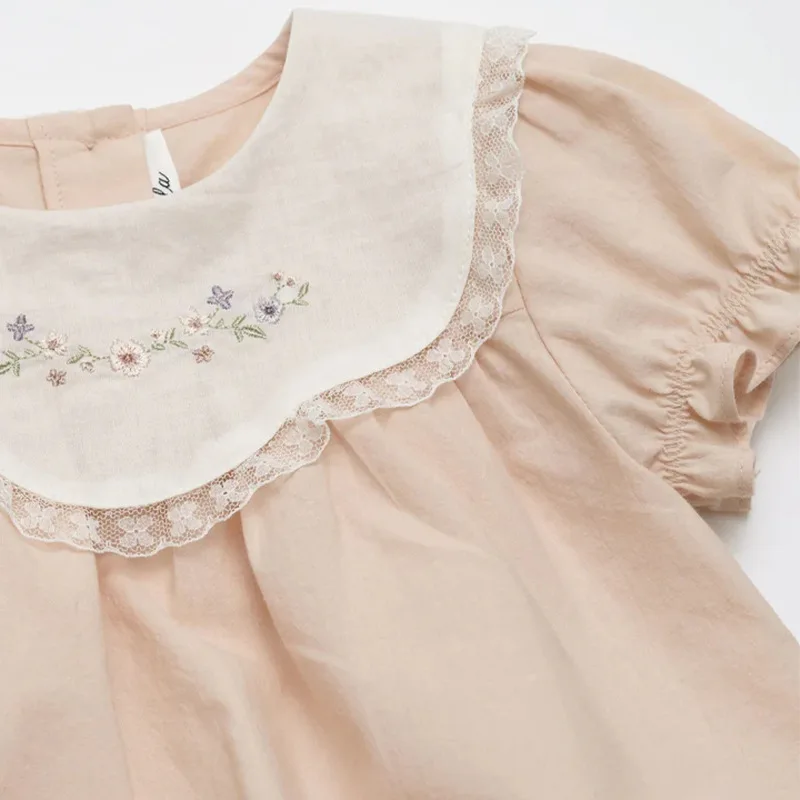 In Stock! 2024 Summer New Ins Style Girl Child Cute Wild Lou Pink Romper 3
