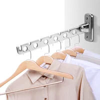 Wall Mounted Clothes Drying Rack 6 Holes Home Organizer Clothes Folding Hangers Indoor Space Saving Stainless Steel 1