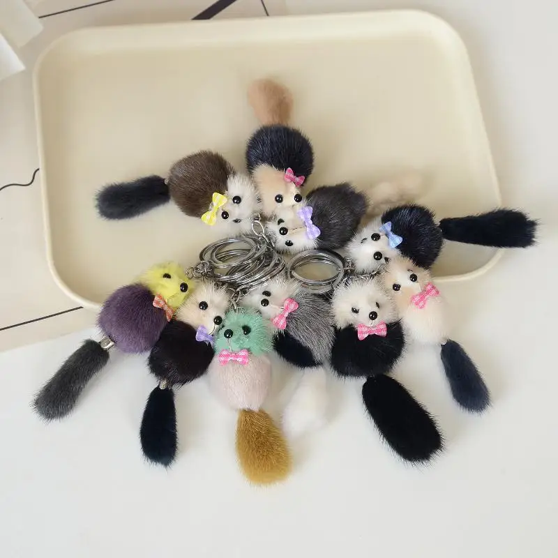 Charm Cute Bags Backpack Pom Accessories Fur Ball Mink Fur Key Chains Key Ring Keychain