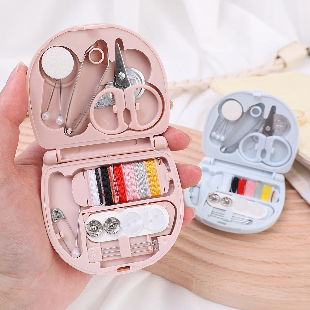 Mini Portable Sewing Kit Needle Thread Button Pin Scissor Thimble