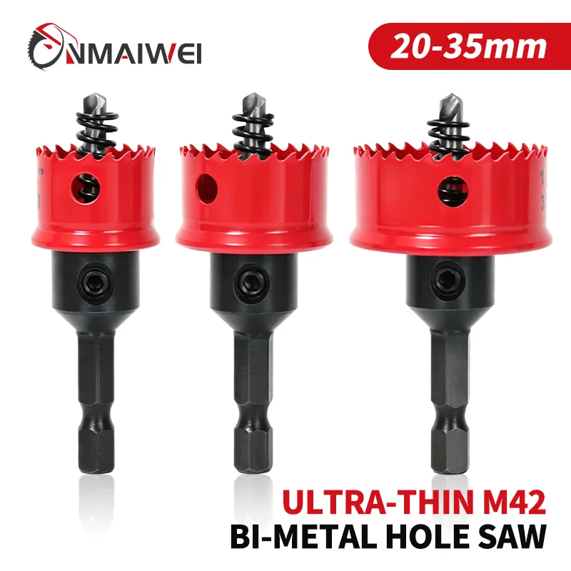 M42 바이메탈 홀쏘 세트 3/4인치1-3/8인치 얇은 벽면 코발트 드릴 홀 커터 (..