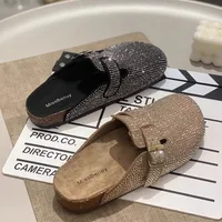 Mules à bout fermé en strass étincelants d'inspiration française, chaussures décontractées polyvalentes pour femmes, pour le printemps et l'automne 3