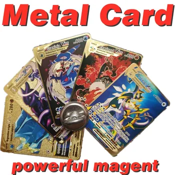 Spanish Pokemon Cards Gold Metal Pokemon Cards Spanish Hard Iron Cards Mewtwo Pikachu Gx Charizard Vmax Pack Game Collection 1