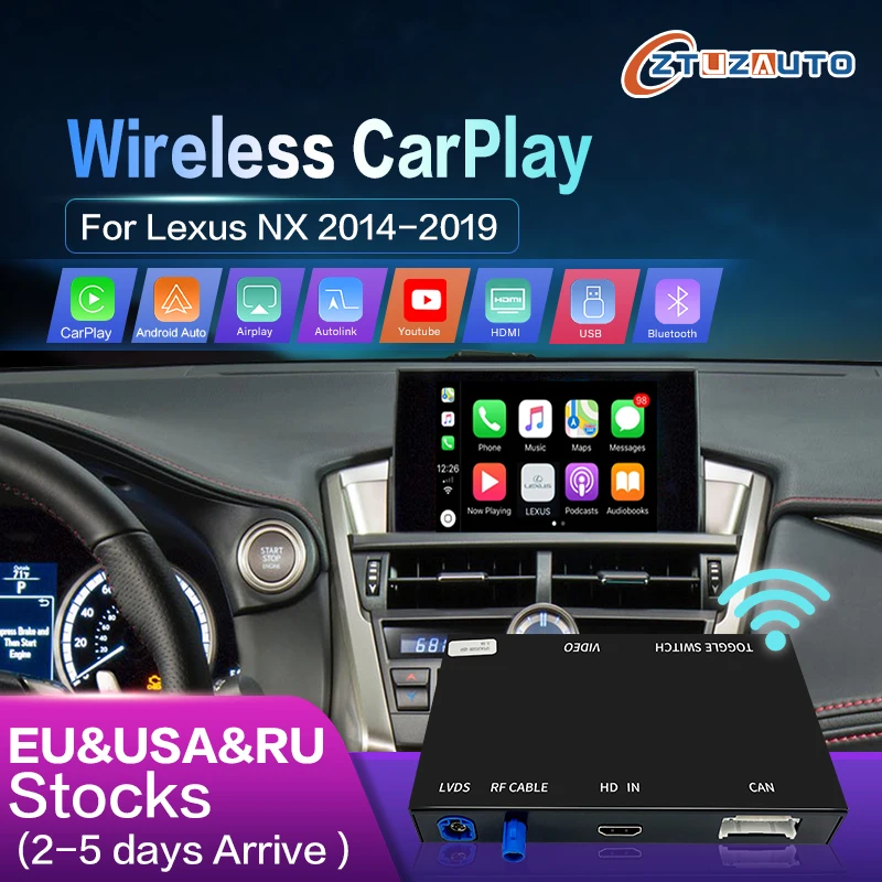 CarPlay sans fil pour Lexus NX 2014 2020, avec Android Auto, Mirror