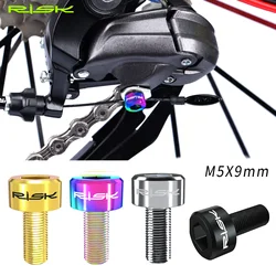 RISK 2PCS M5 x 9mm Titanium Alloy Bolts for Bicycle Front Rear Derailleur Wire Fixing MTB Mountain Road Bike Shift Cable Screws