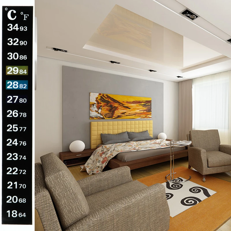 

Sticker Temperature Thermometer Digital Display Strips 64-93°F 18-34°C