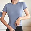 Aiithuug Short Sleeve Yoga Shirts Running Shirt Gym Workout Quick Dry Soft Tops Compress Sports T Shirt Simple Elastic Crop Top 5