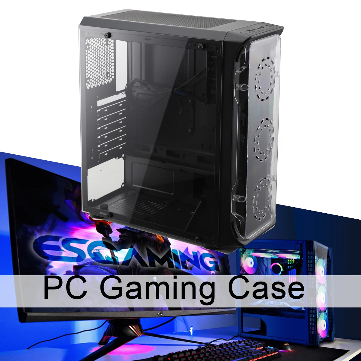 

NEW ATX Mid Tower Desktop PC Gaming RGB Computer Case Black PC Case Mini Itx Tower Cabinet Computer PC Game