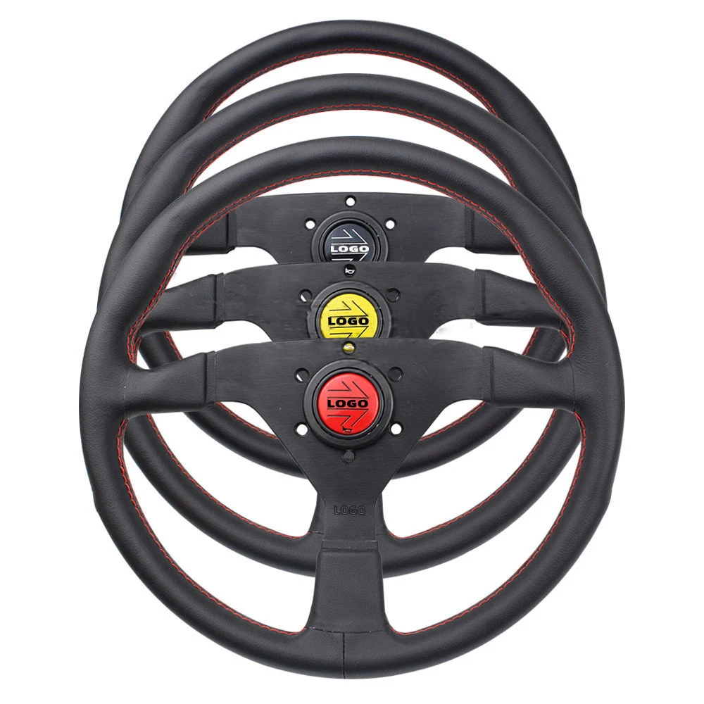 

Universal Steering Wheel Car Modification 14 Inch V1 Leather Multi-Color Arrow Horn Engraved Competitive Racing Steering Wheel